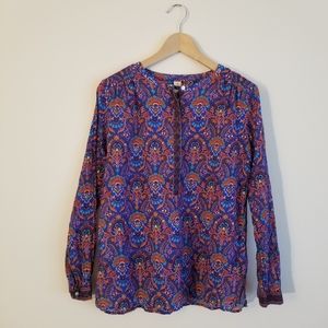 Loft Petite Softened Henley Blouse Shirt Medium